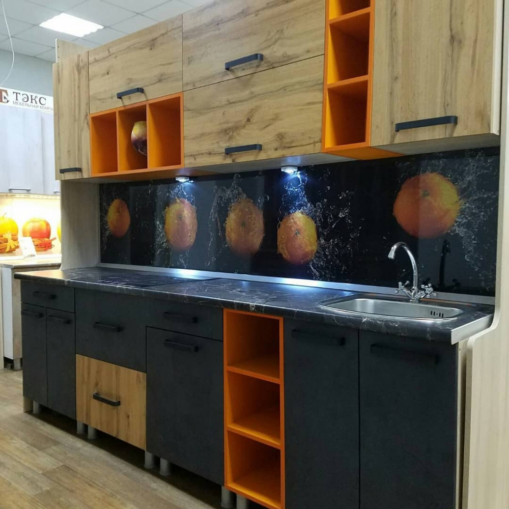 Кухня "Крафт" Дуб Энгрейн и Темный бетон 2.75х1.65 м