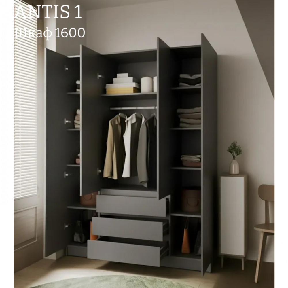 Шкаф распашной "Antis 1" (Антис) 1600 с ящиками